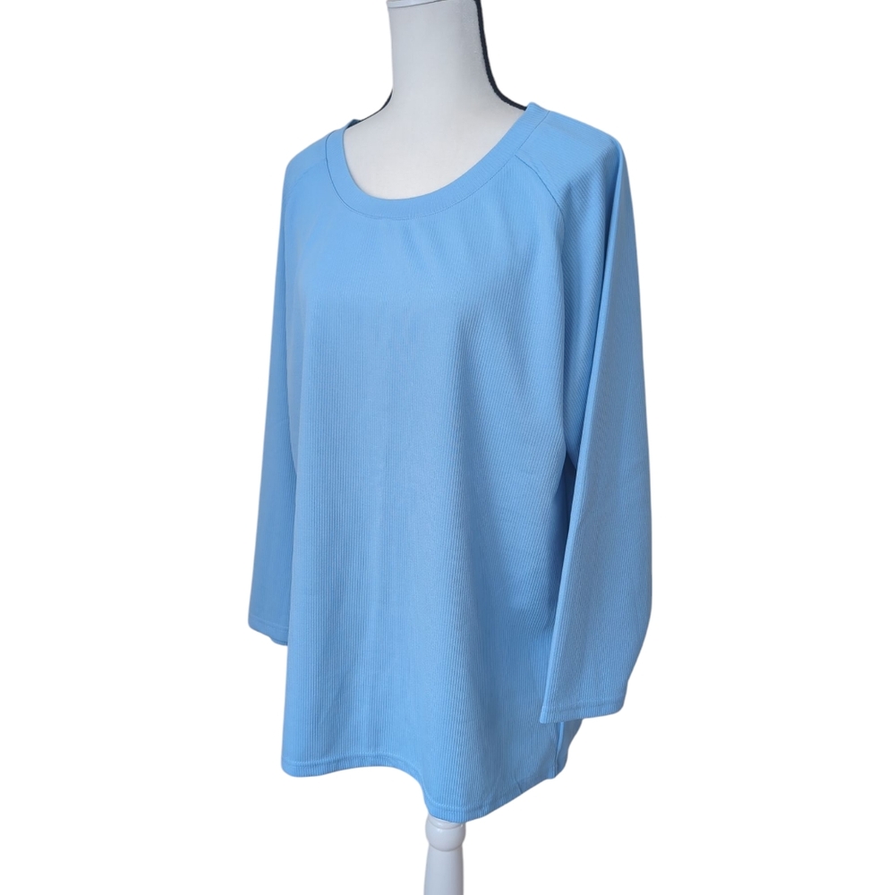 Misslook Pullover Ribbed Look Long Sleeve Oversized Tunic Top MEDIUM Blue